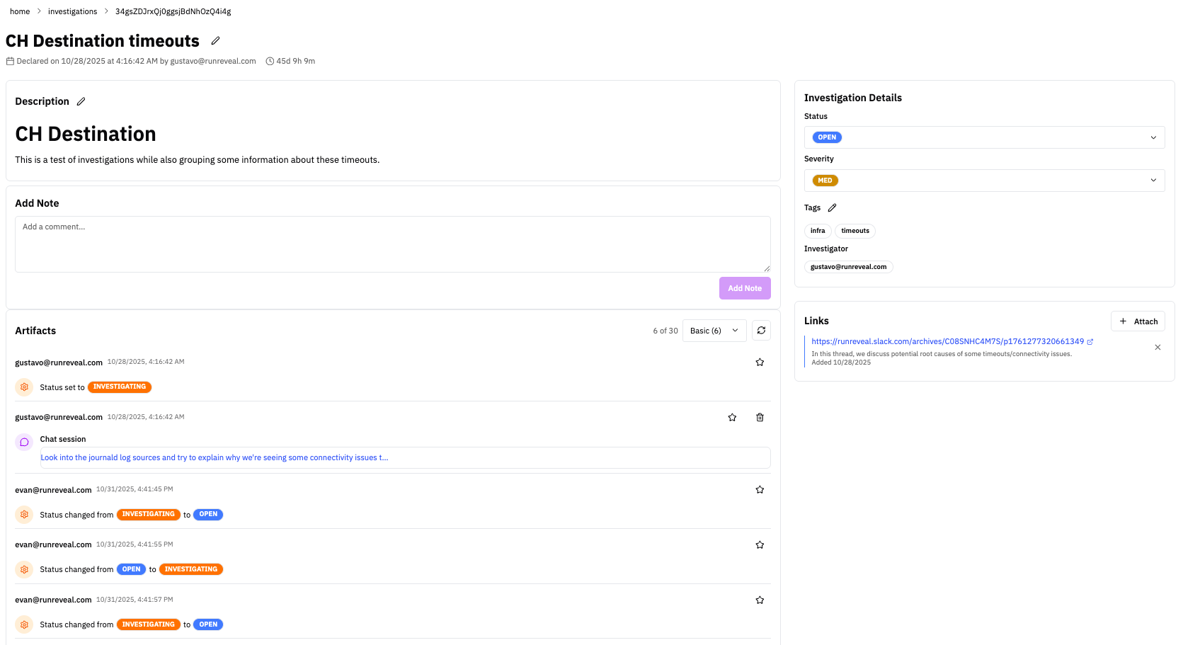 Investigation Detail View