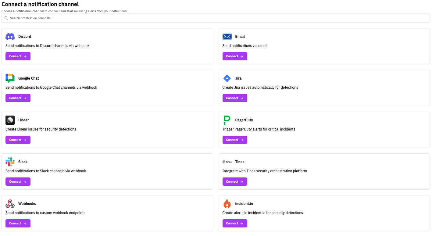 Notification channels overview in RunReveal